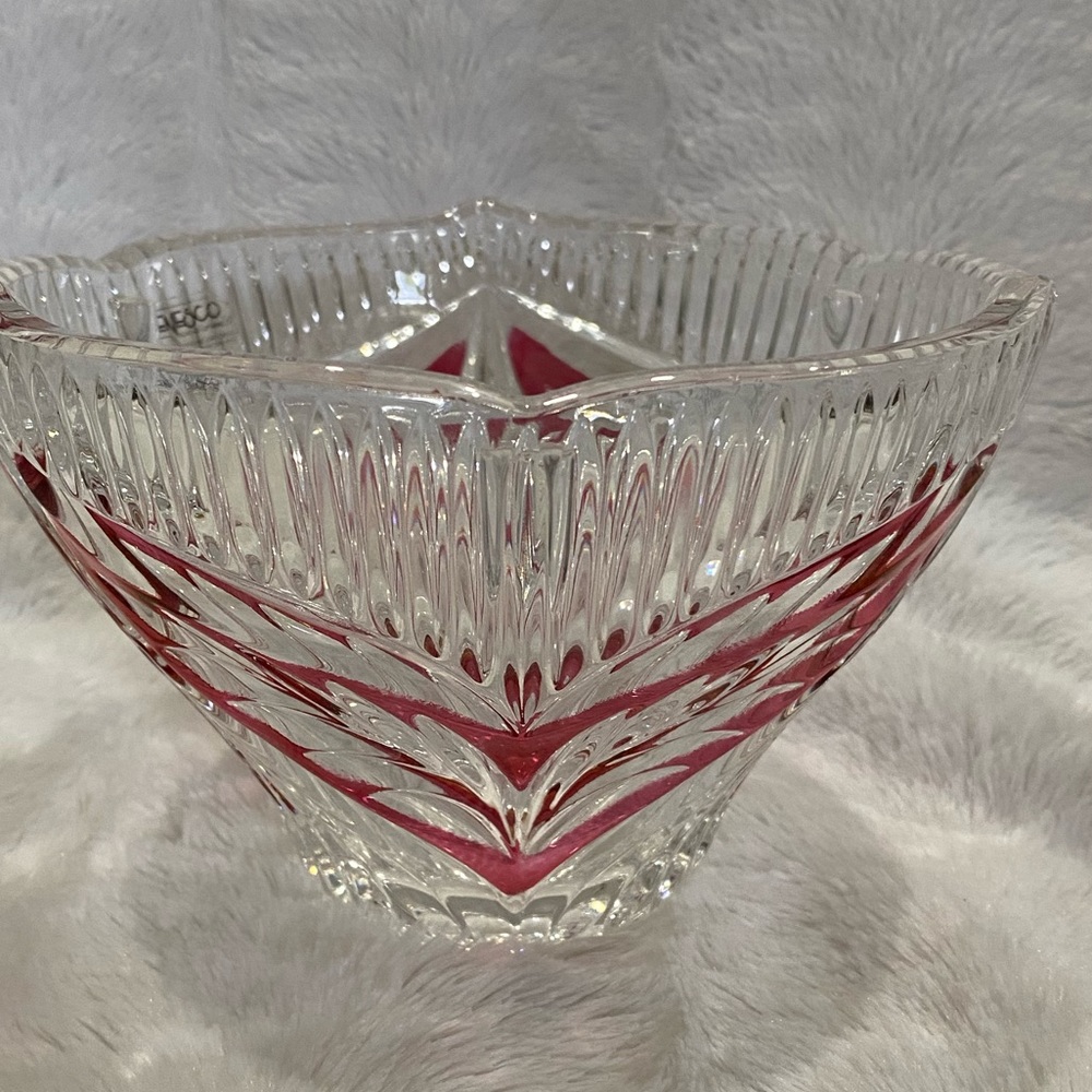 Vintage Enesco lead crystal and ruby glass candy bowl
